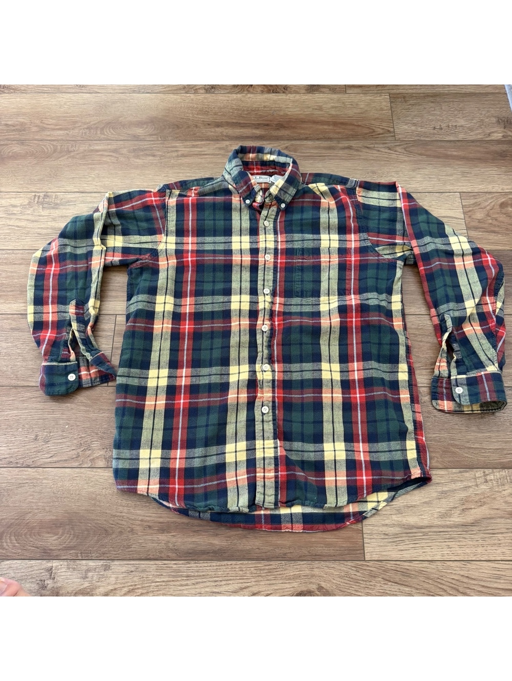 Vtg 90s LL Bean Flannel Shirt Mens M Plaid Made in USA